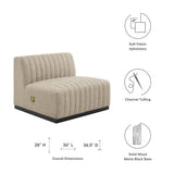 Modern Channel Tufted Upholstered Fabric Armless Chair - 37 Inch