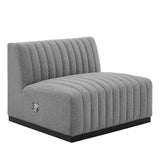 Modern Channel Tufted Upholstered Fabric Armless Chair - 37 Inch