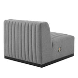 Modern Channel Tufted Upholstered Fabric Armless Chair - 37 Inch