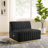 Channel Tufted Performance Velvet Upholstered Armless Chair 36 Inch