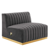 Channel Tufted Performance Velvet Upholstered Armless Chair 36 Inch
