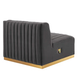 Channel Tufted Performance Velvet Upholstered Armless Chair 36 Inch