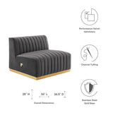 Channel Tufted Performance Velvet Upholstered Armless Chair 36 Inch