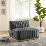 Channel Tufted Performance Velvet Upholstered Armless Chair 36 Inch