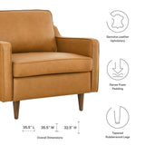 36 Inch Genuine Top-Grain Leather Accent Armchair