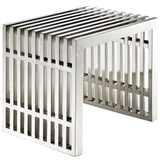 19 Inch Tubular Stainless Steel Bench with Linear Conduit Design in Silver