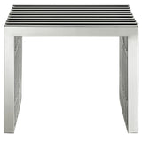 19 Inch Tubular Stainless Steel Bench with Linear Conduit Design in Silver