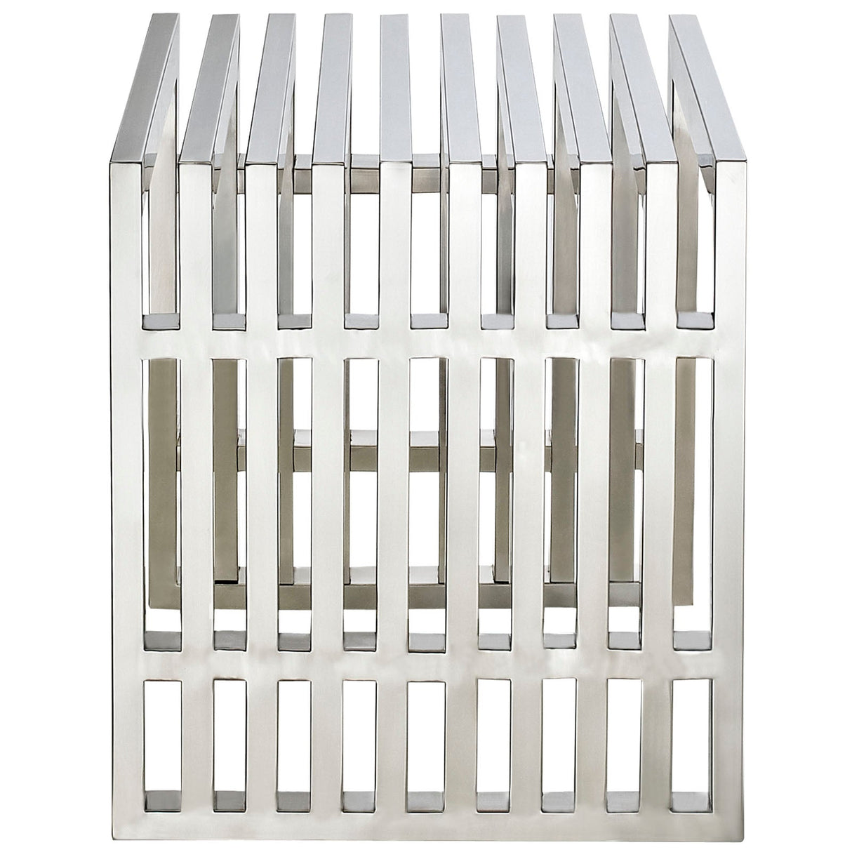 19 Inch Tubular Stainless Steel Bench with Linear Conduit Design in Silver