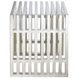 19 Inch Tubular Stainless Steel Bench with Linear Conduit Design in Silver