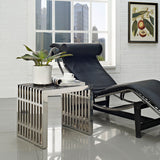 19 Inch Tubular Stainless Steel Bench with Linear Conduit Design in Silver