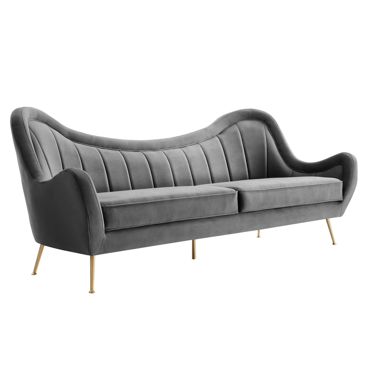 Victorian Channel Tufted Performance Velvet Sofa