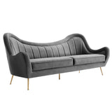 Victorian Channel Tufted Performance Velvet Sofa