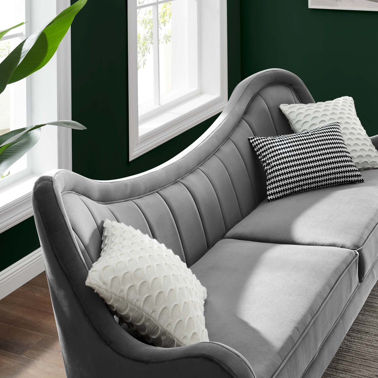 Victorian Channel Tufted Performance Velvet Sofa