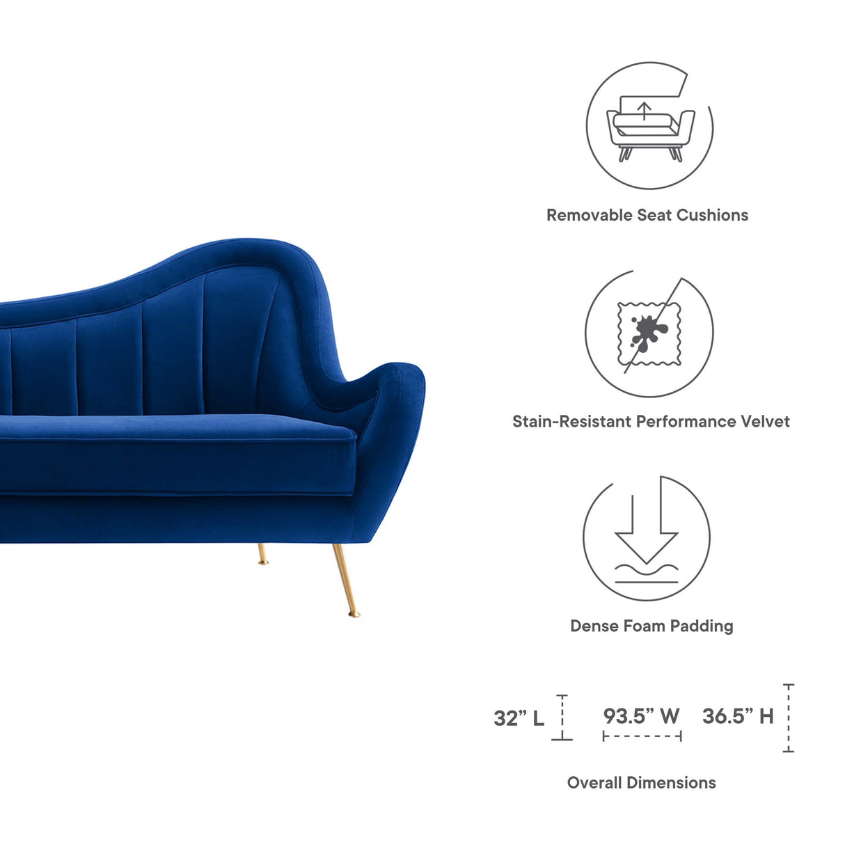 Victorian Channel Tufted Performance Velvet Sofa