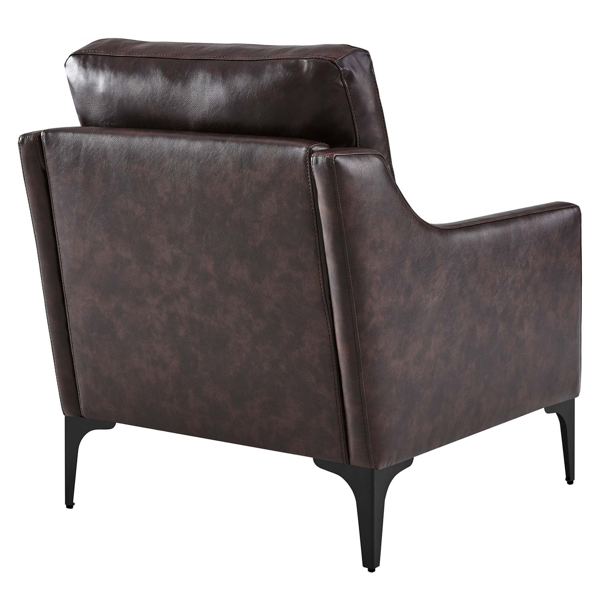 28 Inch Mid-Century Modern Top-Grain Leather Armchair