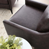 28 Inch Mid-Century Modern Top-Grain Leather Armchair