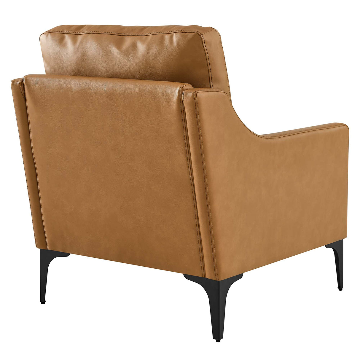 28 Inch Mid-Century Modern Top-Grain Leather Armchair