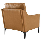 28 Inch Mid-Century Modern Top-Grain Leather Armchair