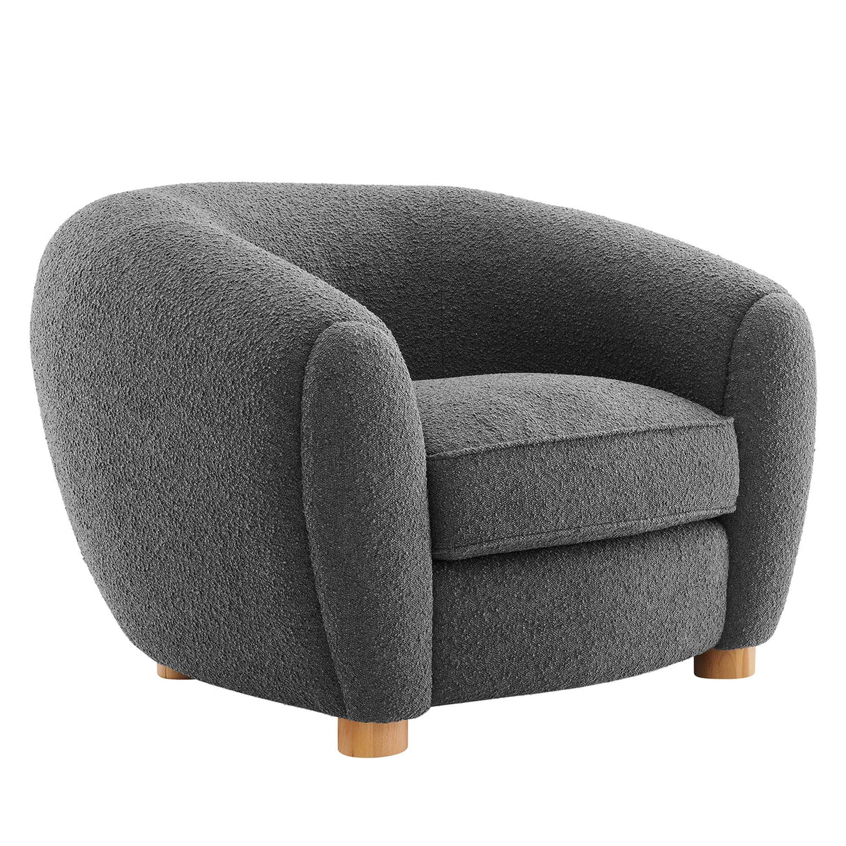 43 Inch Boucle Fabric Armchair in Charcoal