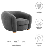 43 Inch Boucle Fabric Armchair in Charcoal