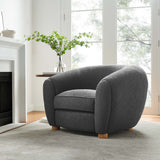 43 Inch Boucle Fabric Armchair in Charcoal