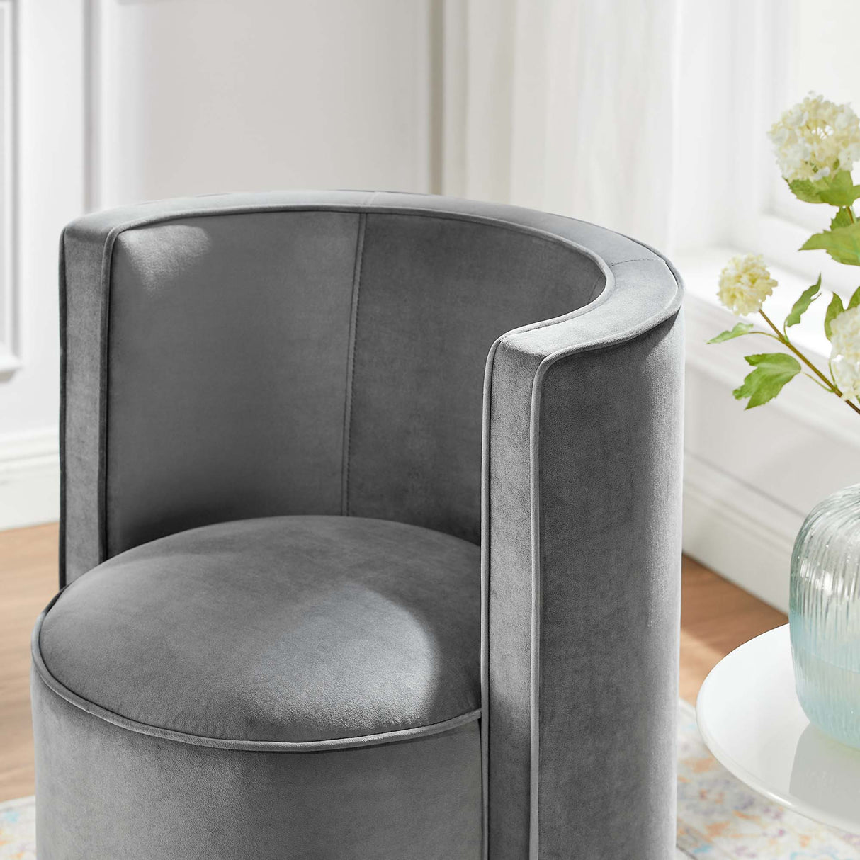 25 Inch Della Mid-Century Modern Performance Velvet Swivel Accent Chair