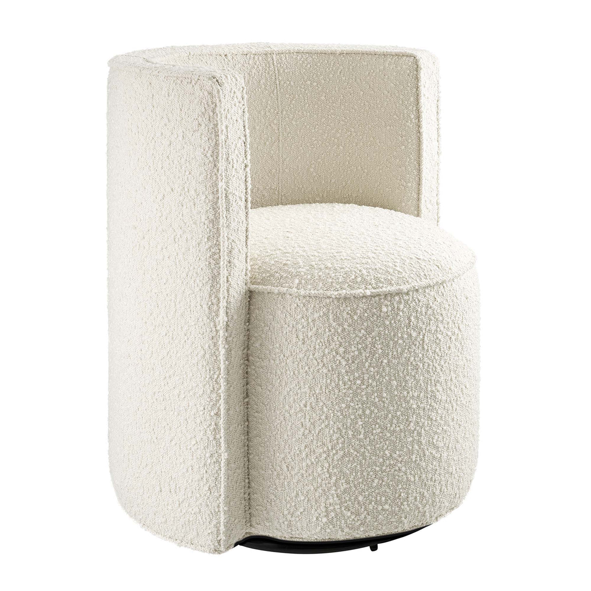 25 Inch Boucle Fabric Swivel Chair in Ivory