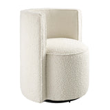 25 Inch Boucle Fabric Swivel Chair in Ivory