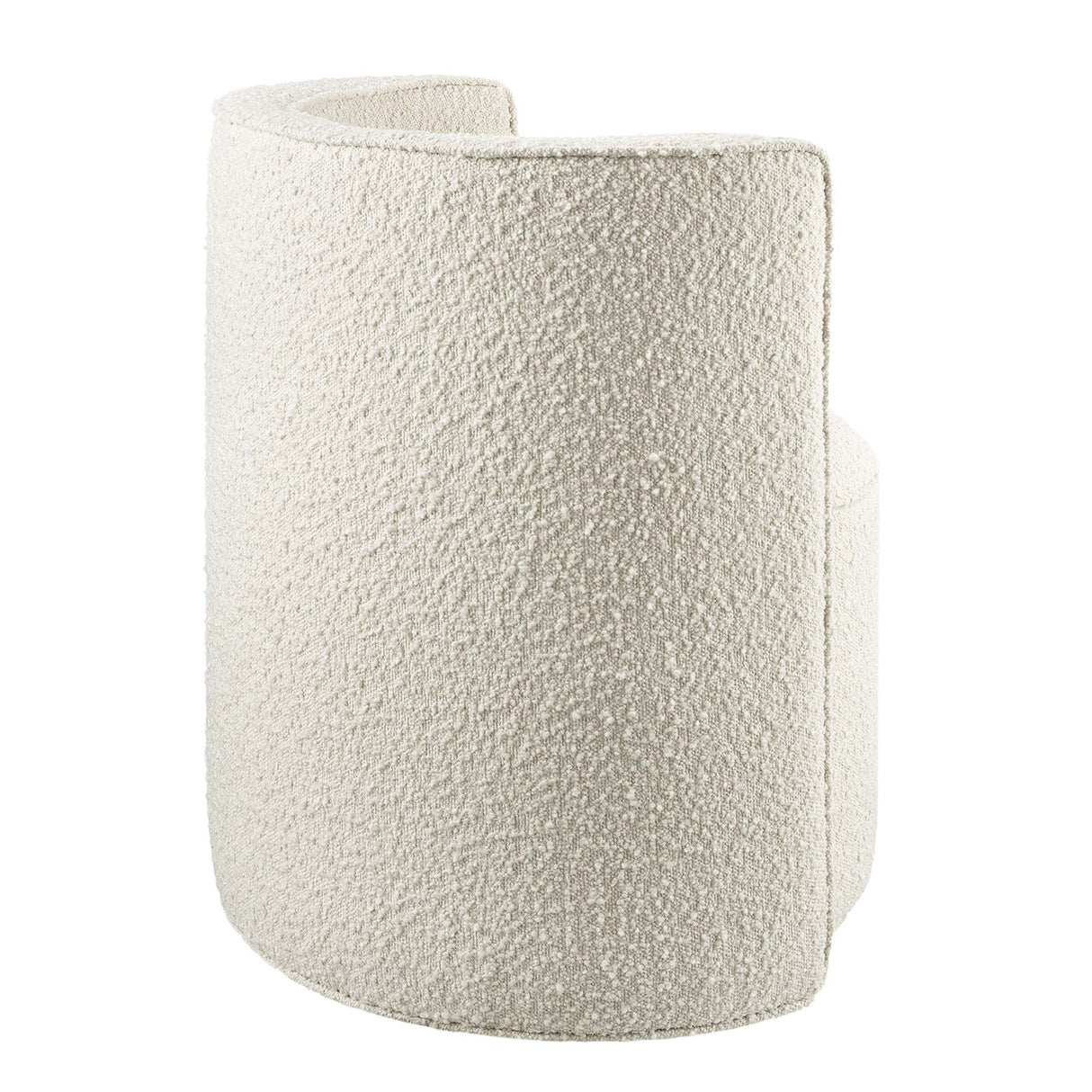 25 Inch Boucle Fabric Swivel Chair in Ivory