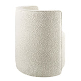 25 Inch Boucle Fabric Swivel Chair in Ivory