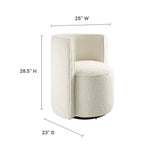 25 Inch Boucle Fabric Swivel Chair in Ivory