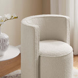 25 Inch Boucle Fabric Swivel Chair in Ivory