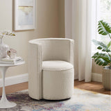 25 Inch Boucle Fabric Swivel Chair in Ivory