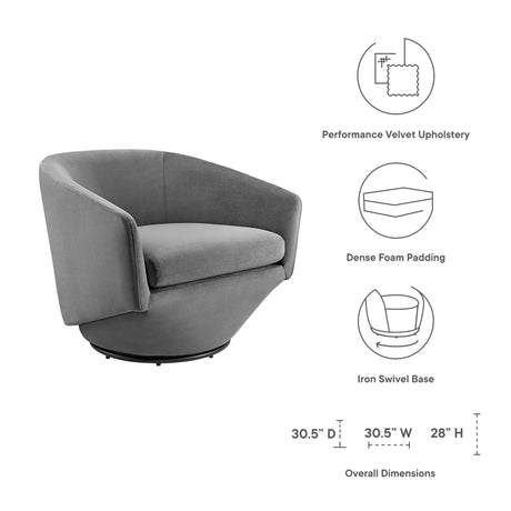 31 Inch Performance Velvet 360-Degree Swivel Accent Chair