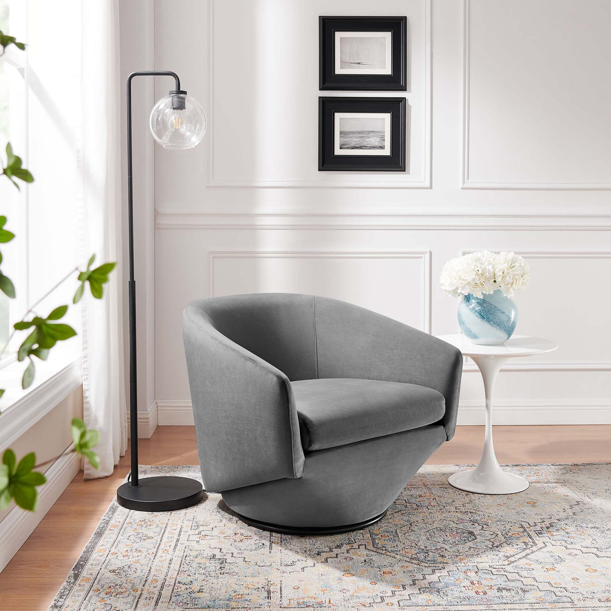 31 Inch Performance Velvet 360-Degree Swivel Accent Chair