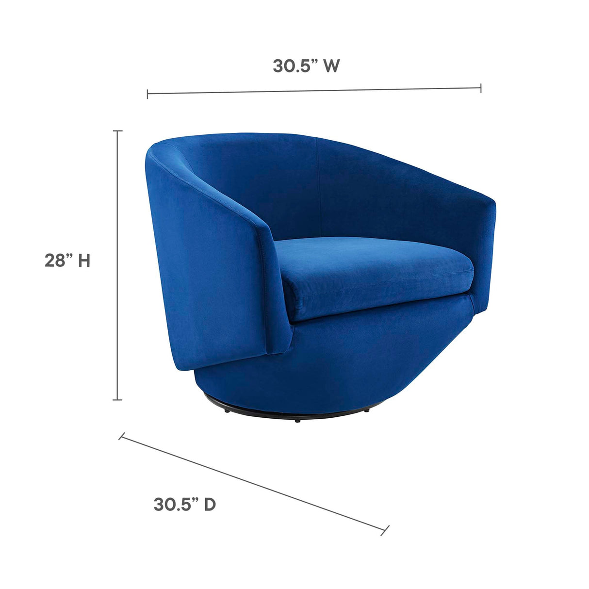 31 Inch Performance Velvet 360-Degree Swivel Accent Chair