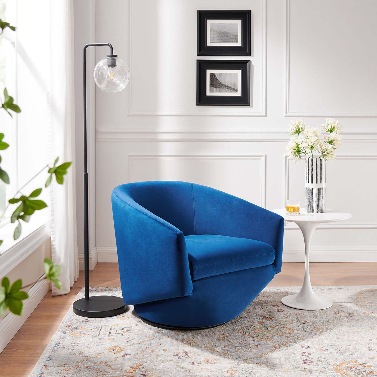 31 Inch Performance Velvet 360-Degree Swivel Accent Chair