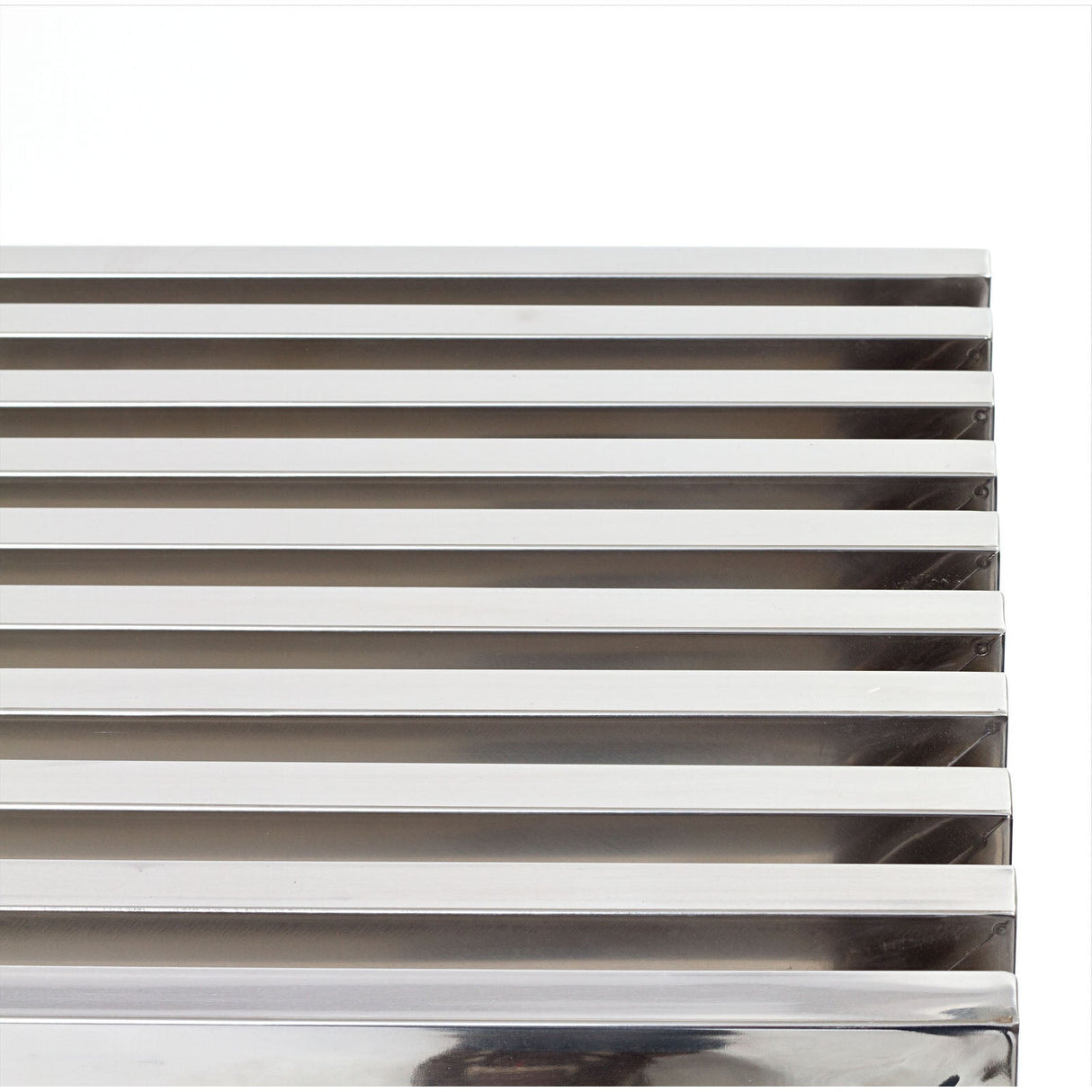 47 Inch Tubular Stainless Steel Bench with Linear Conduit Design in Silver