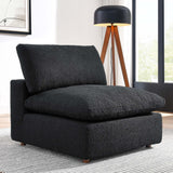 Down Filled Overstuffed Boucle Fabric Armless Chair 40 Inch