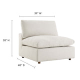 Down Filled Overstuffed Boucle Fabric Armless Chair 40 Inch