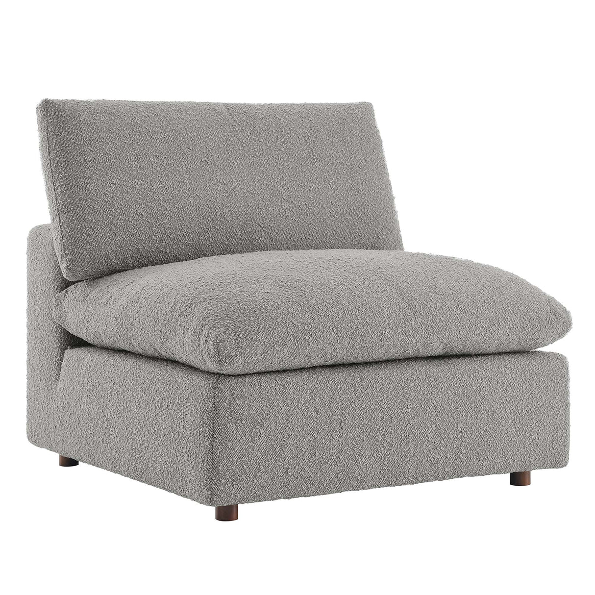 Down Filled Overstuffed Boucle Fabric Armless Chair 40 Inch