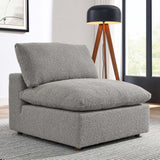 Down Filled Overstuffed Boucle Fabric Armless Chair 40 Inch