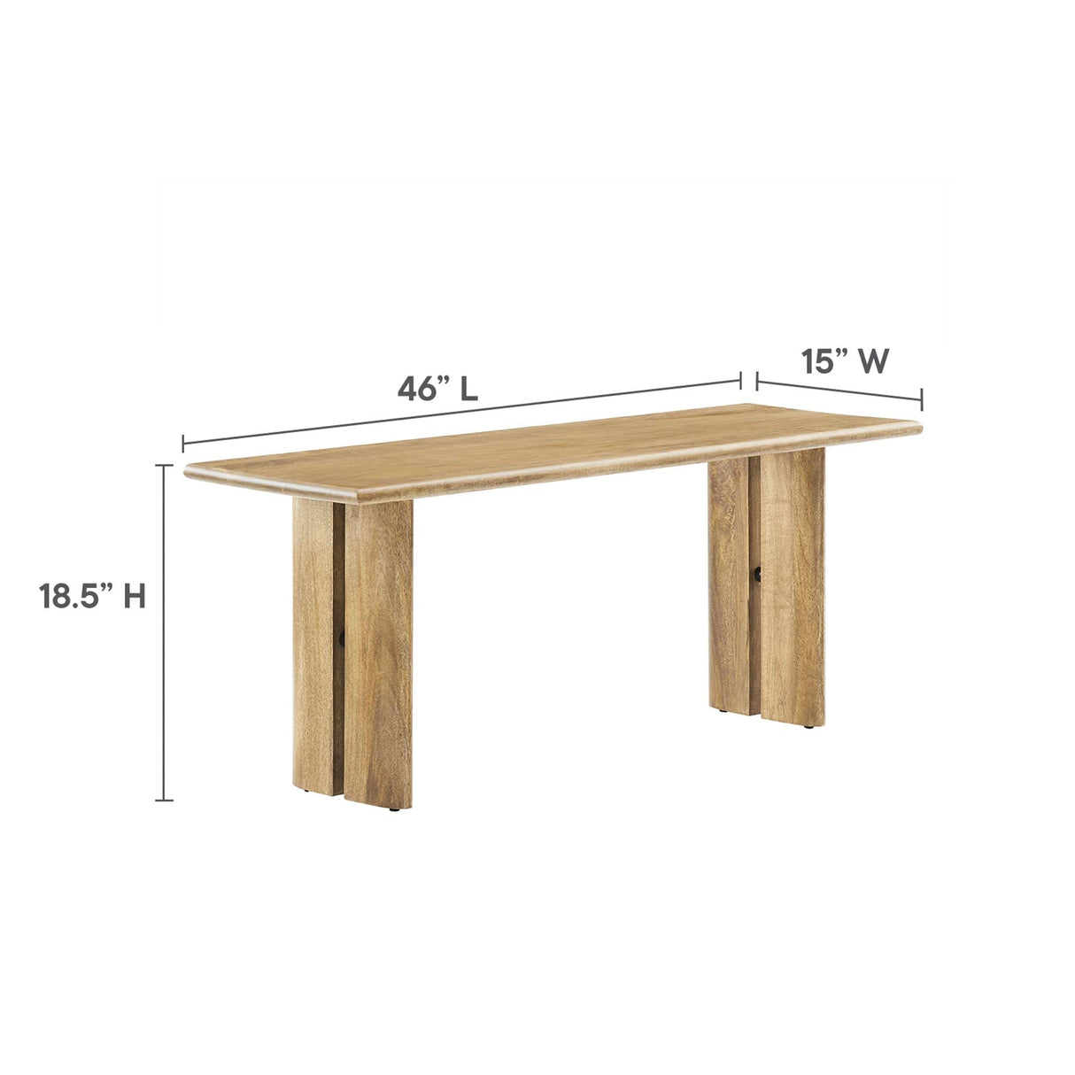Solid Mango Wood Dining Bench with Modern Farmhouse Design