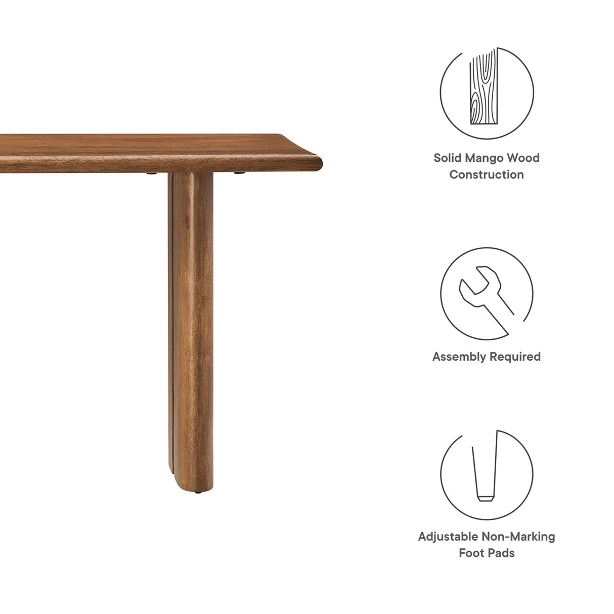 Solid Mango Wood Dining Bench with Modern Farmhouse Design