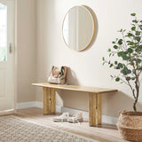 Solid Mango Wood Dining Bench with Modern Farmhouse Design