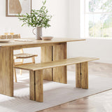 Solid Mango Wood Dining Bench with Modern Farmhouse Design