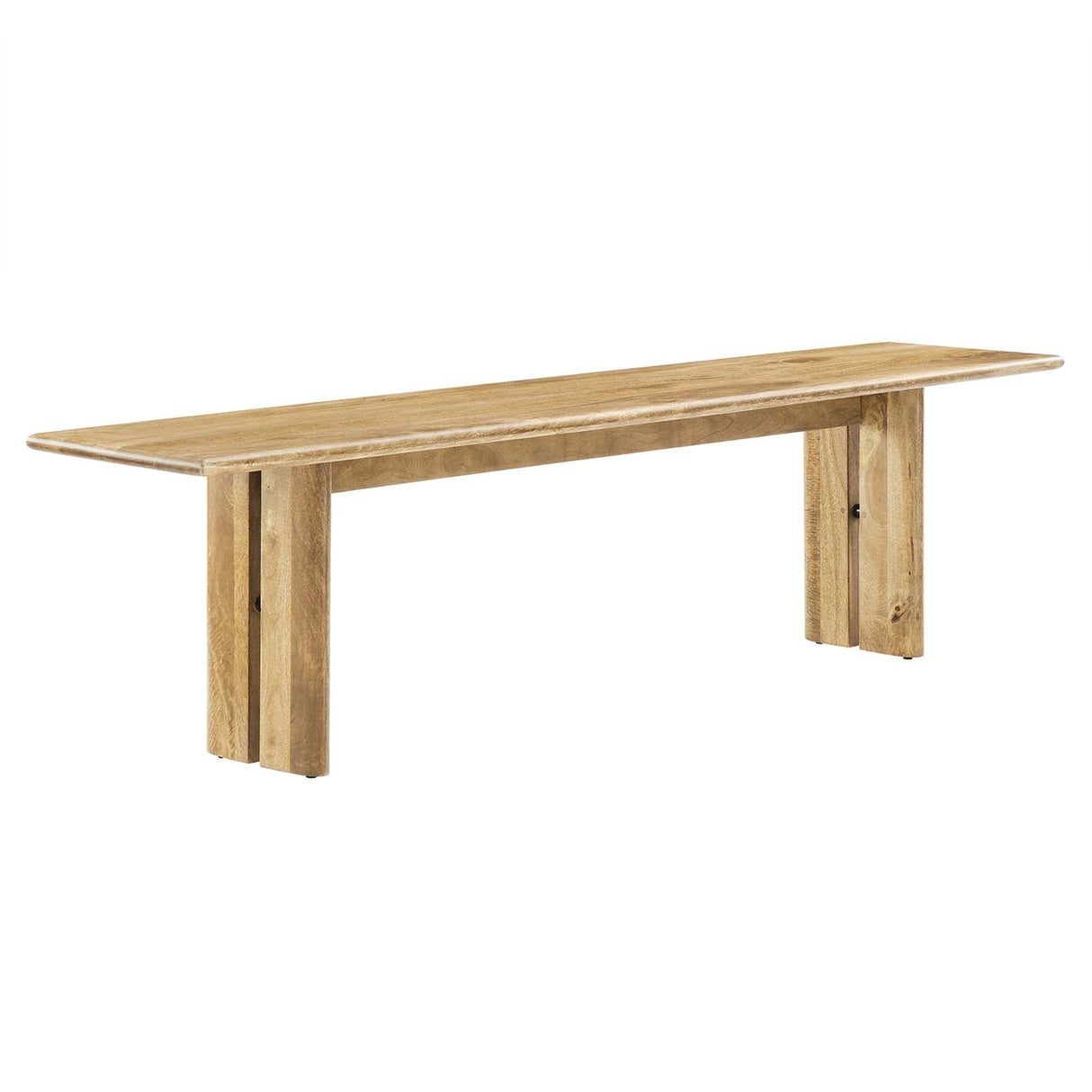 72 Inch Solid Mango Wood Dining Bench with Modern Farmhouse Design
