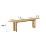 72 Inch Solid Mango Wood Dining Bench with Modern Farmhouse Design