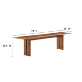 72 Inch Solid Mango Wood Dining Bench with Modern Farmhouse Design