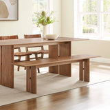 72 Inch Solid Mango Wood Dining Bench with Modern Farmhouse Design